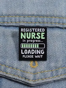 Creative Nurse Loading Enamel Pin, Unique Medical Themed Alloy Lapel Brooch for Bags, Fun Geometric Quote Jewelry Accessory