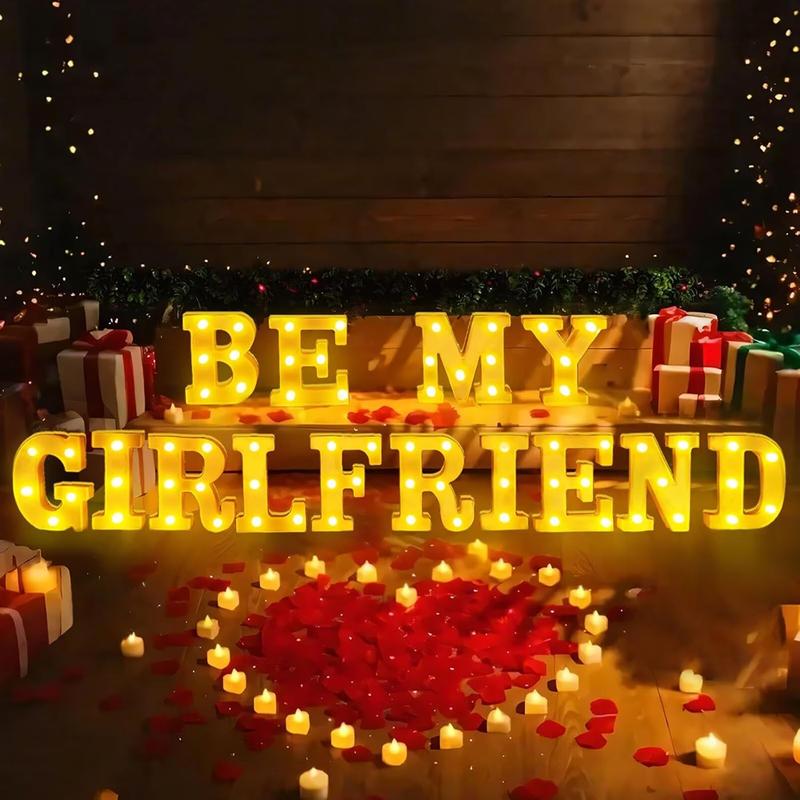 Lopixa™ Be My Girlfriend Light Up Letters Proposing Decorations Set Includes 14 LED Light Letters and 1000 Rose Petals Valentine's Day Ornaments