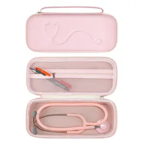 Hard  Case for 3M Littmann Classic III, Lightweight II S.E, MDF Acoustica , Stethoscopes Carrying Case with Mesh Bag for Nurse Accessories Gauze Penlights Cotton Swabs (Pink)