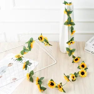 10Pcs Artificial Sunflower Garland - Silk Sunflower Vine Artificial Flowers Garland with Green Leaves for Wedding Party Table Decoration Garden Accessories (8.2ft/Pcs) - Home Improvement.