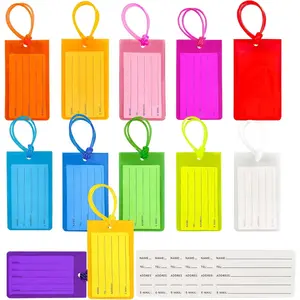 12 Pack Luggage Tags for Suitcases, PVC Travel Luggage Tag Cruise Bag Tags for Luggage Identifiers Colorful Baggage Name ID Labels with Loops & 6 Additional Cards