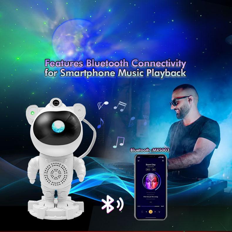 Galaxy Astronaut Projector Lamp with Bluetooth Music Speaker Timer Nebula Star Space Projector Night Light for Kids Gift Home Decor White Noise Room Remote Control