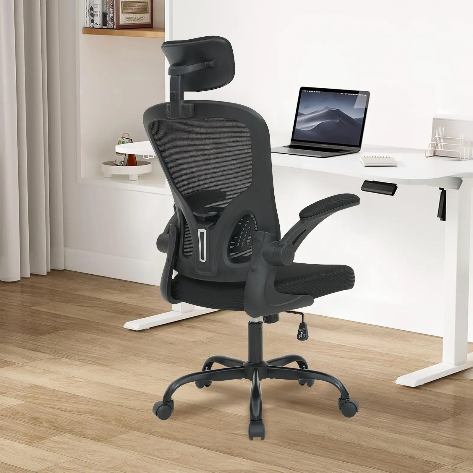 Office ComputeDesk Chair, Ergonomic High-Back Mesh RollingWork Chairs with Wheels and AdjustableHeadrests,Comfortable Lumbar Support,ComfyFlip-up Arms