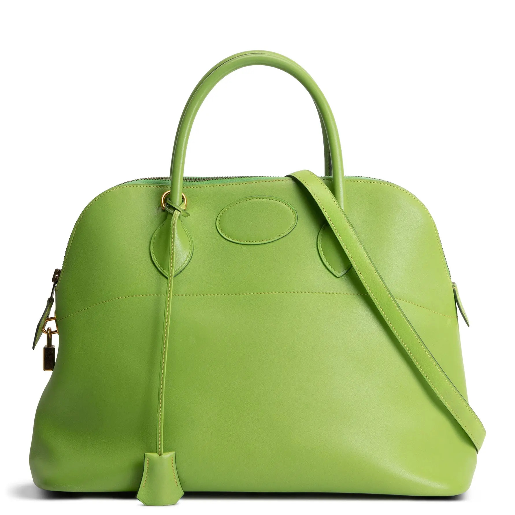Pre-owned Hermés Gulliver Leather Shoulder Bags HERMES Vintage Gulliver Bolide 35 Vert Cru