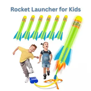 Rocket Launcher Toy for Kids – Outdoor Foam Air Rocket Set with 6 Rockets, Launches Up to 120ft, Fun Summer Toy for Boys Ages 3-8+, Birthday Gift for Toddlers & Children