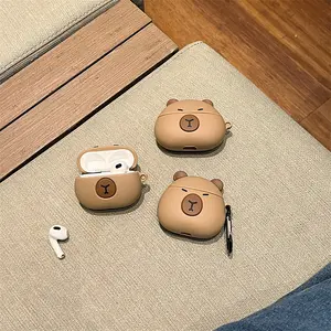 1 cute capybara earphone case,Cute wireless Bluetooth earphone case, drop resistant, durable and stylish accessory, suitable for AirPods pro3/1/2/3/4/pro/pro2(Different models may have different shapes)