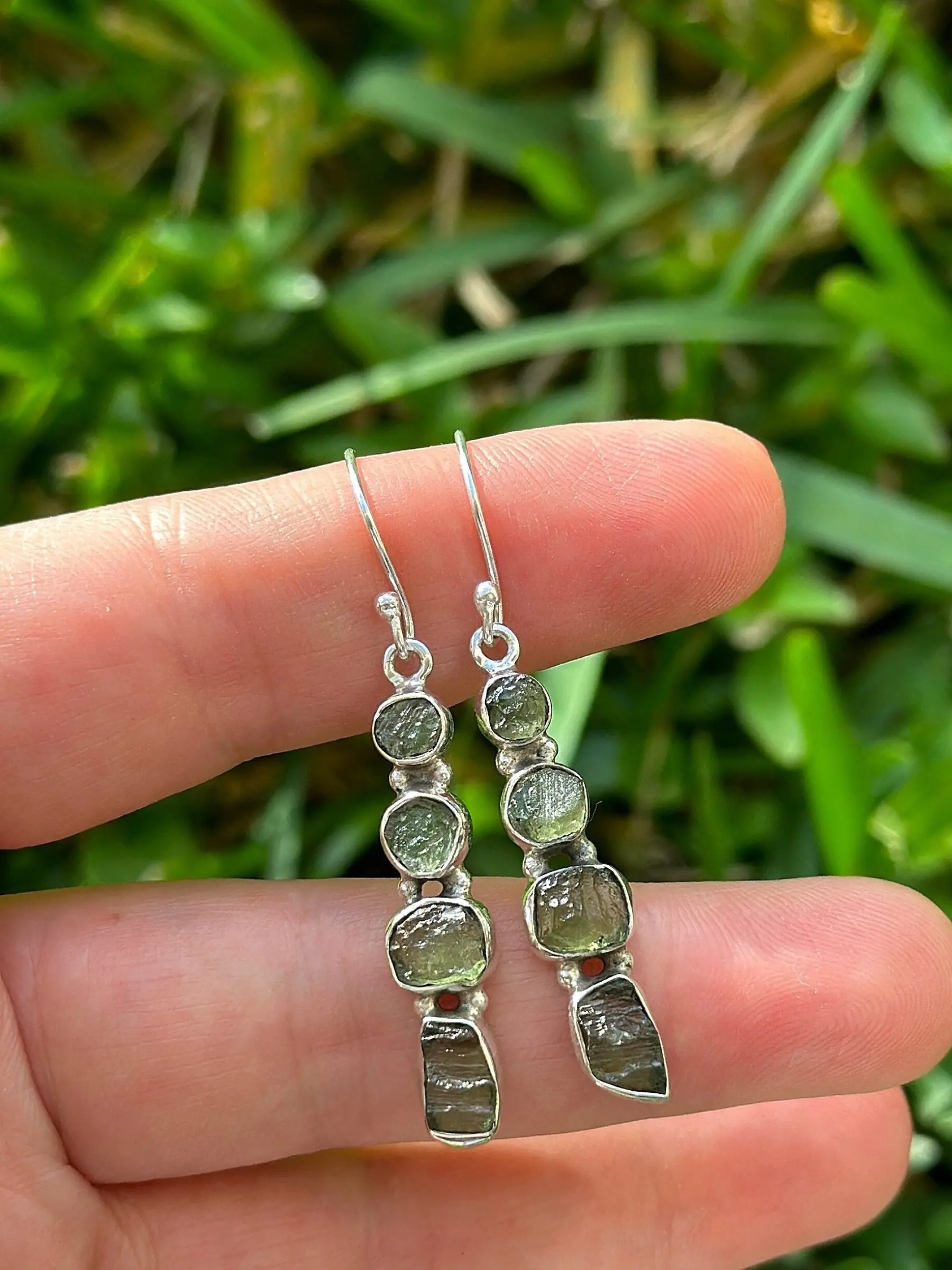 High Vibrational , Genuine, Czech Moldavite, Sterling Silver Earrings , Earrings, Reiki Infused
