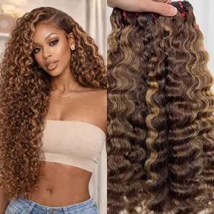 We Heart Hair Honey Blonde Highlight Burmese Curly 11A 100% Virgin Human Hair Blonde Curly Hair Bundle