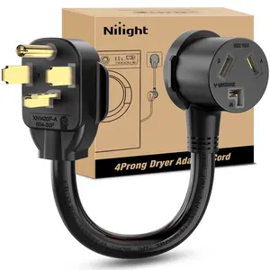 Nlilght EV Dryer Adapter Cord 30 Amp to 30Amp 4 Prong 125V/250V 7500 Watt Pure Copper Dryers New Outlet Old Plug Conversion Heavy Duty 10 Gauge Wires 14-30P 10-30R 30M/30F
