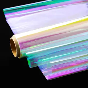 Iridescent Cellophane Wrap for Gift Baskets Rainbow Wrapping Film (50' Long x 17" Wide) Colored Film Roll for Gift Baskets Flower DIY Craft Mother's Day Decor