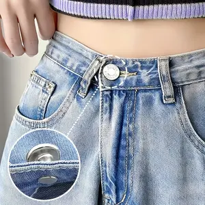 5pcs Silvery Letter Waist Button Multifunctional Detachable Button Jeans Skirt Waist Adjustment Big Change Small Jeans Fixed Button No Nail Button Button Design Adjustable Buttons