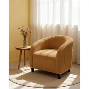 GAOMON Accent Barrel Chair Boucle Club Chair Furry Sherpa Armchair Suitable for Living Room Bedroom Reception Room Office(Yellow)