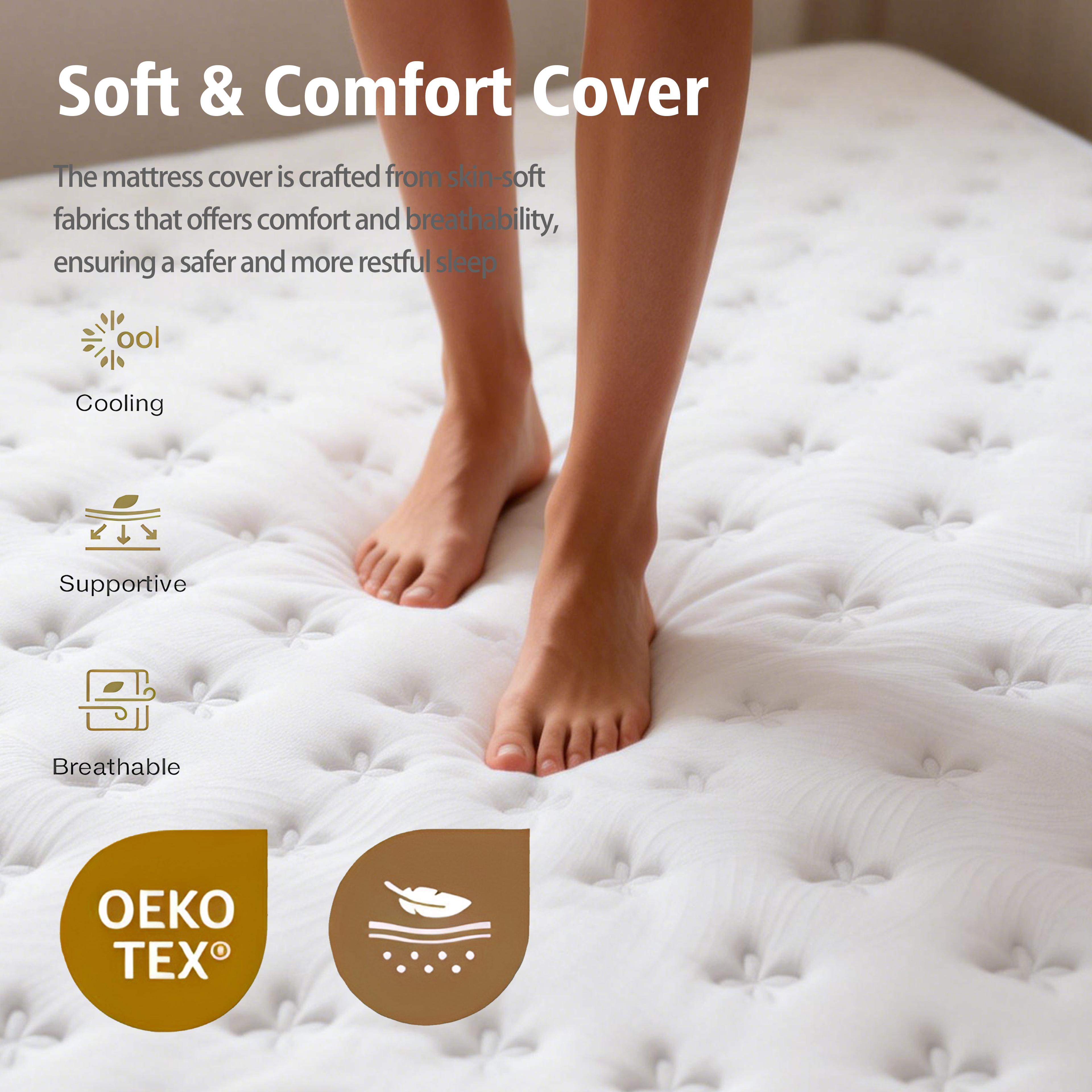 12/14 Inch Twin Full Queen King Hybrid Mattress Memory Foam & Innerspring Medium Firm Lumbar Support Ergonomic Design For Home Bedroom Hotel Modern Furniture