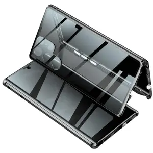 360 Anti Peeping Privacy Double Sided Tempered Glass Case For Samsung Galaxy S25 S22 S23 S24 Ultra Metal Bumper Magnetic Cover