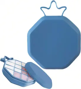 Silicone ice cube tray with lid, suitable for the freezer; small ice cube mold in pineapple and banana shapes; ice cube tray with lid, ideal for cocktails, whiskey, and coffee (blue)