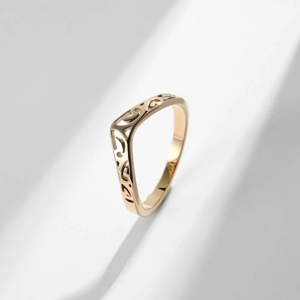 Hollow Celtic Knot Ring Rose Golden/Silver Titanium Steel Ring Women's Daily Wear Gift