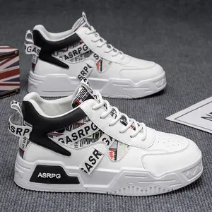2025 Autumn New Men's White Sports and Leisure Shoes, Mid Top Color blocked Trendy Shoes, Fashion Versatile Board Shoes, Outdoor Skateboarding Shoes Trainer Sneaker Casual Footwear Bedroom Closed