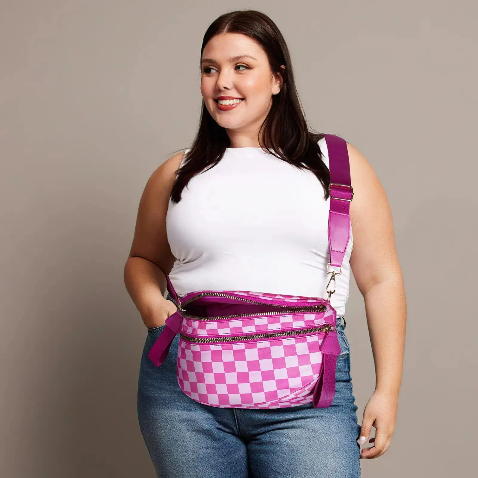 CN6030 Checkered Crossbody Bag Nylon Bum Bags for Women Spacious Handbags Purse Fanny Packs with Shoulder Strap TikTokShopHolidayHaul CN6030 Checkered Crossbody Bag Nylon Bum Bags for Women Spacious Handbags Purse Fanny Packs with Shoulder Strap TikTokShopHolidayHaul