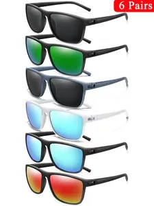 Unisex Sporty Polarized Sunglasses, Trendy Casual Rectangle Frame Sunglasses for Everyday Use, Fashion Accessories for Outdoor Activities