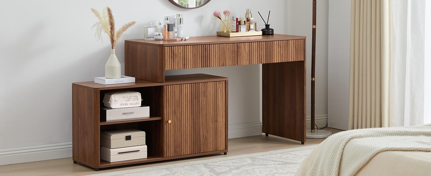 Giratree Modern Computer PC Desk Table with Storage, Corner L Shaped Desk with Drawers, Home Office Desk for Bedroom and Small Space, for Writing, Executive, Study, Work, Vanity