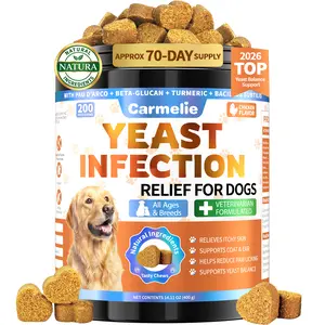 #SummerWins #DealsForYouDays Carmelie Yeast Infection Treatment for Dogs, 200 Chews Yeast Balance Healthy Itch Relief, Ear & Paw Odor Care, Allergy Supports, Helps Relieve Yeast Overgrowth,  Chinken Flavor, Safe for All Ages Dogs