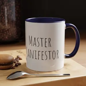 Master Manifestor Accent Coffee Mug, 11oz, Ceramic Mug, Spiritual Cup, Affirmation Mugs, Gratitude Quotes, Witchy Mugs, Faith Mugs, Dishware