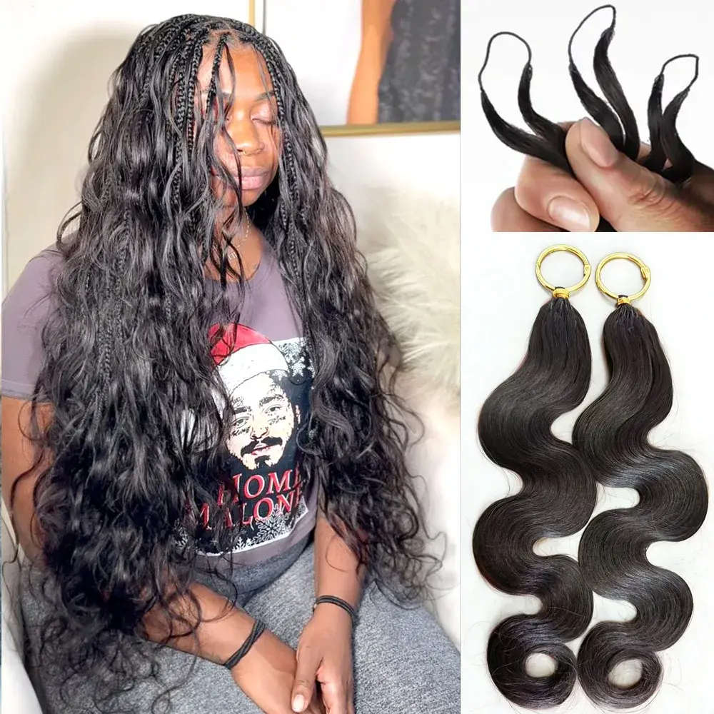 [HOT]Bling Hair Human Hair Body Wave Crochet Braids Extensions Pre-Separated Mircale Knotless Feather Hair 100% Human Hair Feather Line Crochet Hair Lightweight Soft Natural Color Look Protective Style Boho Braids