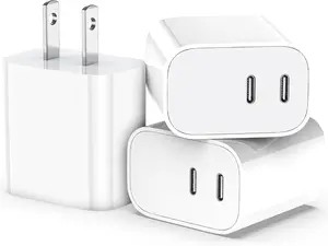 3-Pack Dual Port USB C Fast Charging Block Type C Wall Charger Plug for iPhone 17/16/15/14/13/12/11/ Pro Max/Plus/Xs Max/XR/X,iPad Pro (20W)
