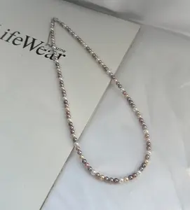 NC32-Natural 4-5mm Candy Freshwater Round Baby Pearl Necklace Flawless Rounded Strong Light Delicate Luster Original Design Minimalist Versatile Fresh Sweet Daily Commute Holiday Gifting