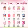 CurvLife Fresh Bloom Collection Press-On Nails –30Pcs | Nude Pink Floral Jelly Nails, Soft Glossy Shine, Reusable Minimal Nails for Everyday & Seasonal Wear