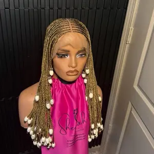 Full lace tribal beaded cornrow wig