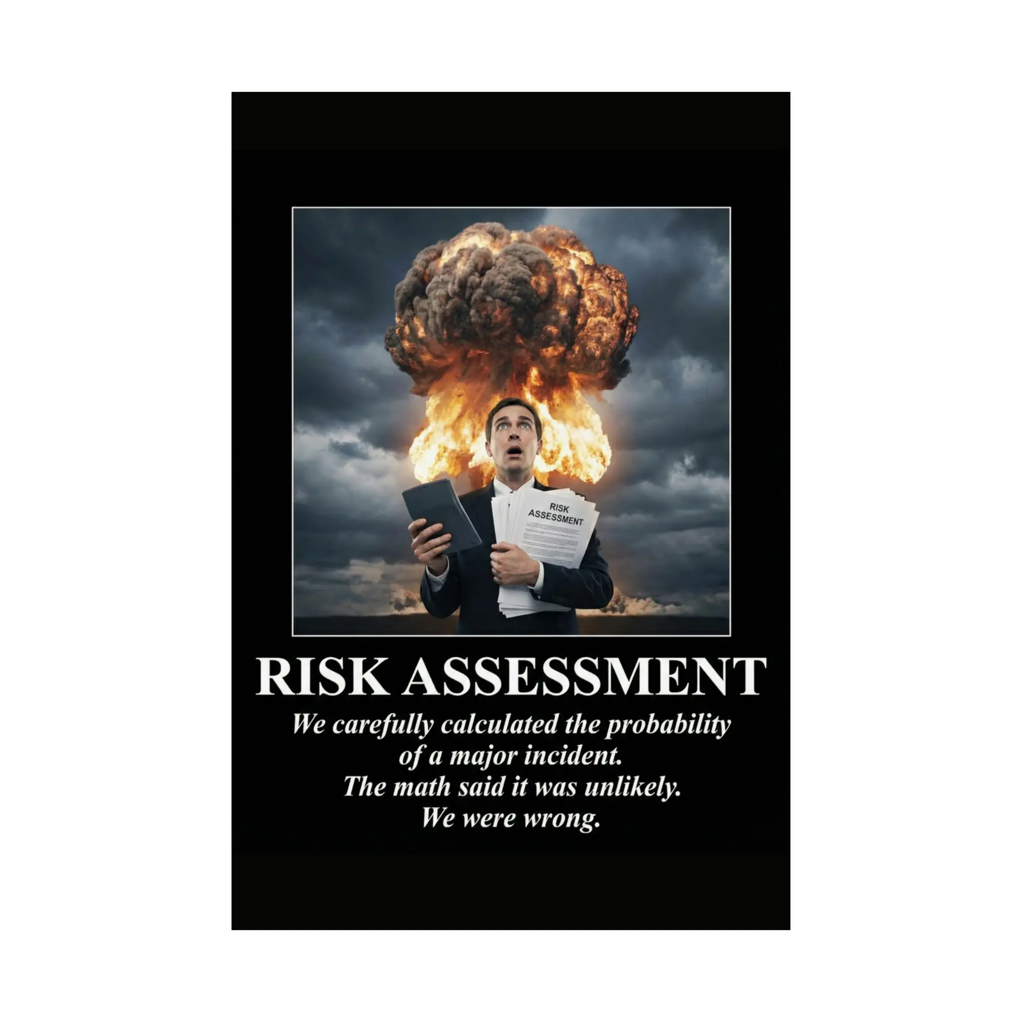 RISK ASSESSMENT Cybersecurity Demotivational Poster | Risk Management ...