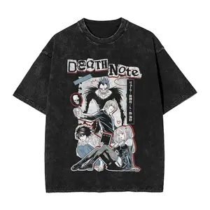 valentine shirts Deaths Notes Near And Mello5 Anime  T Shirts Hip Hop Washed Cotton Harajuku T-Shirt  Casual Men Women Streetwear Summer Tops Tees