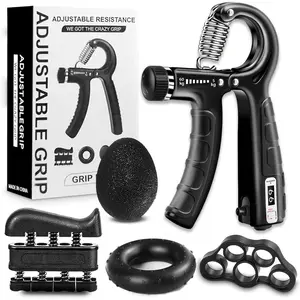Hand Grip Strengthener Kit Adjustable Finger Forearm Hand Exerciser | Adjustable Grip Trainer, Finger Stretcher & Stress Ball Set for Strength Training & Hand Exercises