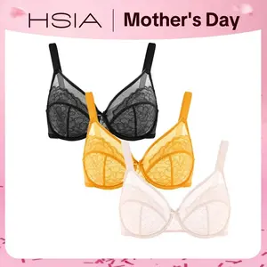 【3 Pack】 Enchante Lace Bra Set Floral Lace Underwire PLus Size Full Coverage Bra