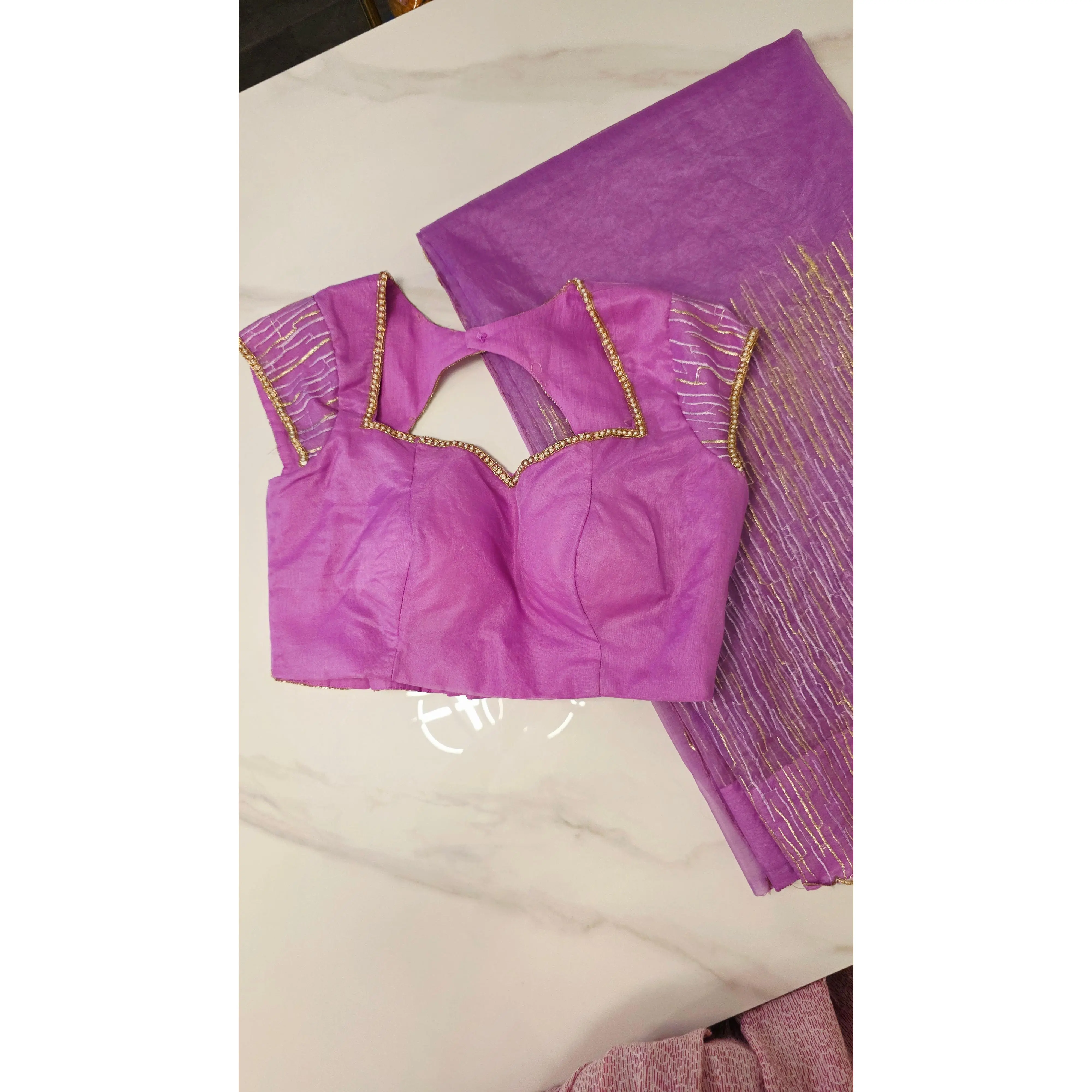 Womens Turkish Organza Sarees With Maggam work blouse