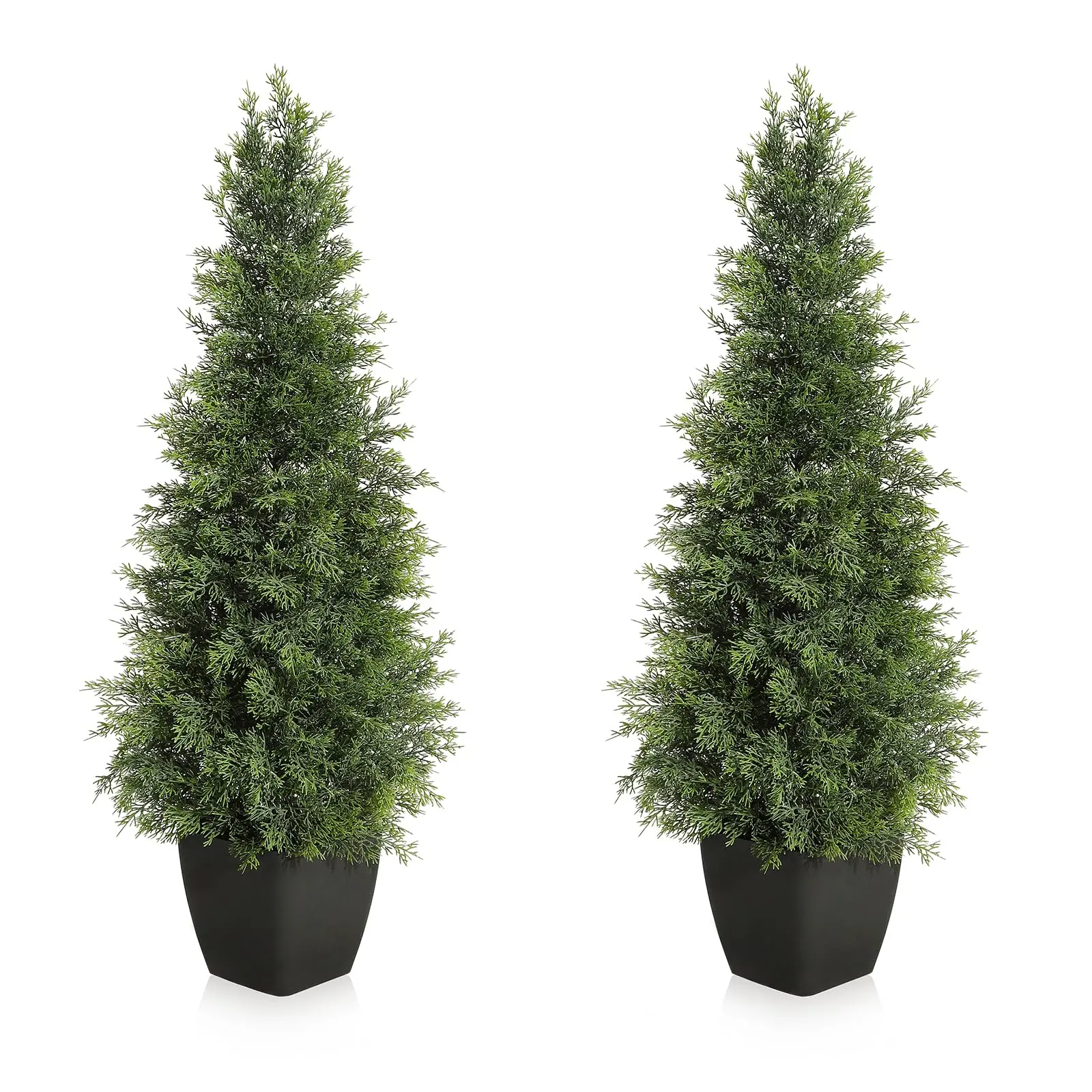 【GARVEE】2 Pack 3ft Artificial Cedar Topiary Trees with UV Protection, Maintenance-Free Faux Cedar Plants for Indoor and Outdoor Home Decor, Ideal for Front Door Decoration