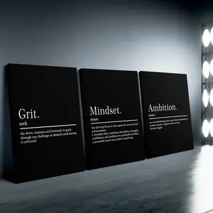 3pcs Frameless Motivational Canvas Wall Art, Inspirational Quote Decor, Minimalist Office Home Poster, Gift for Entrepreneurs & Students