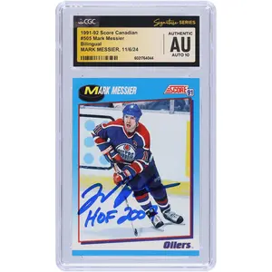 Mark Messier Edmonton Oilers Autographed 1991-92 Score Canadian Bilingual #505 CGC Fanatics Witnessed Authenticated Auto 10 Card with "HOF 2007" Inscription - Fanatics Authentic Certified