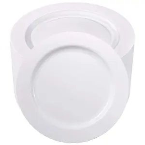100pcs White Plastic Plates-10.25inch Disposable Dinner Plates-premium Party&wedding Plates