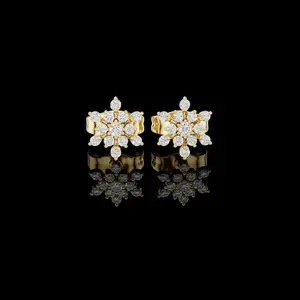 0.17 TCW Radiant Halo Cluster Stud Earrings with Round Brilliant Lab Grown Diamonds