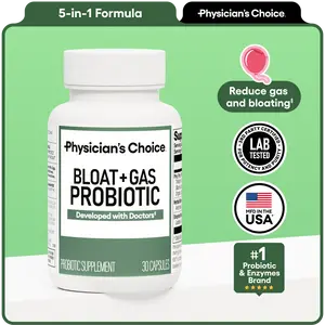 Physician's Choice Bloat & Gas Probiotic with Lactase, Enzymes, Prebiotics, Postbiotics & Herbs for Daily Proactive Digestion Support