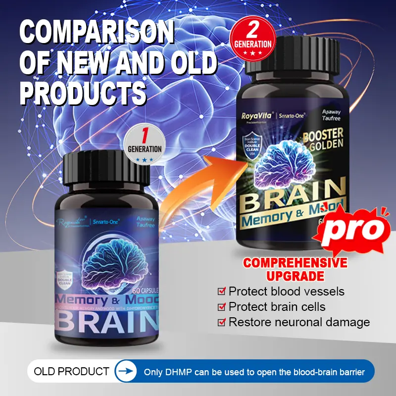 【Upgraded Formula】Royavita Nootropic BrainSupplements - Clinically Proven Brain Nutrition Supplement with Phosphatidylserine, Vitamin B6 B12, 60 Capsules for Mental Alertness, Memory, Concentration & Focus-1