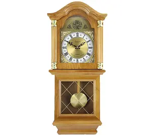 Bedford Clock Classic 26" Oak Finish Chiming Wall Clock