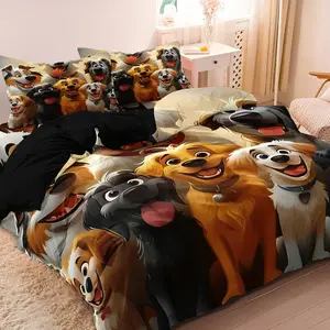 3pcs 3D Cute Dog Dog Group Print Duvet Cover Set- Dog High-Definition Print - （1 Duvet Cover + 2 Pillowcase，No Insert) - All-Season Home & Dormitory - Decorative Bedding Set - Life is Better with Bedding Sets