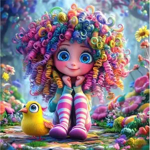Full Round Diamond Mosaic Girl Portrait Cartoon DIY Set New Arrival Painting Chicken Embroidery Handicraft Needle Crafts Kit