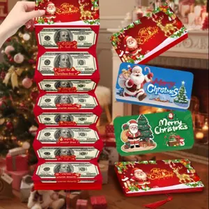 New Year Santa Claus Dollar Us Money Envelope, Christmas Surprise Party Cash Box, 10 Card Slots, Holiday Gift Holder