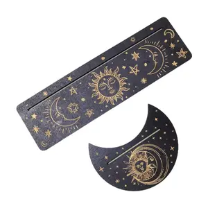 Wiccan Decoration Wooden Tarot Card Holder Moon Rectangle Altar Cards Holders