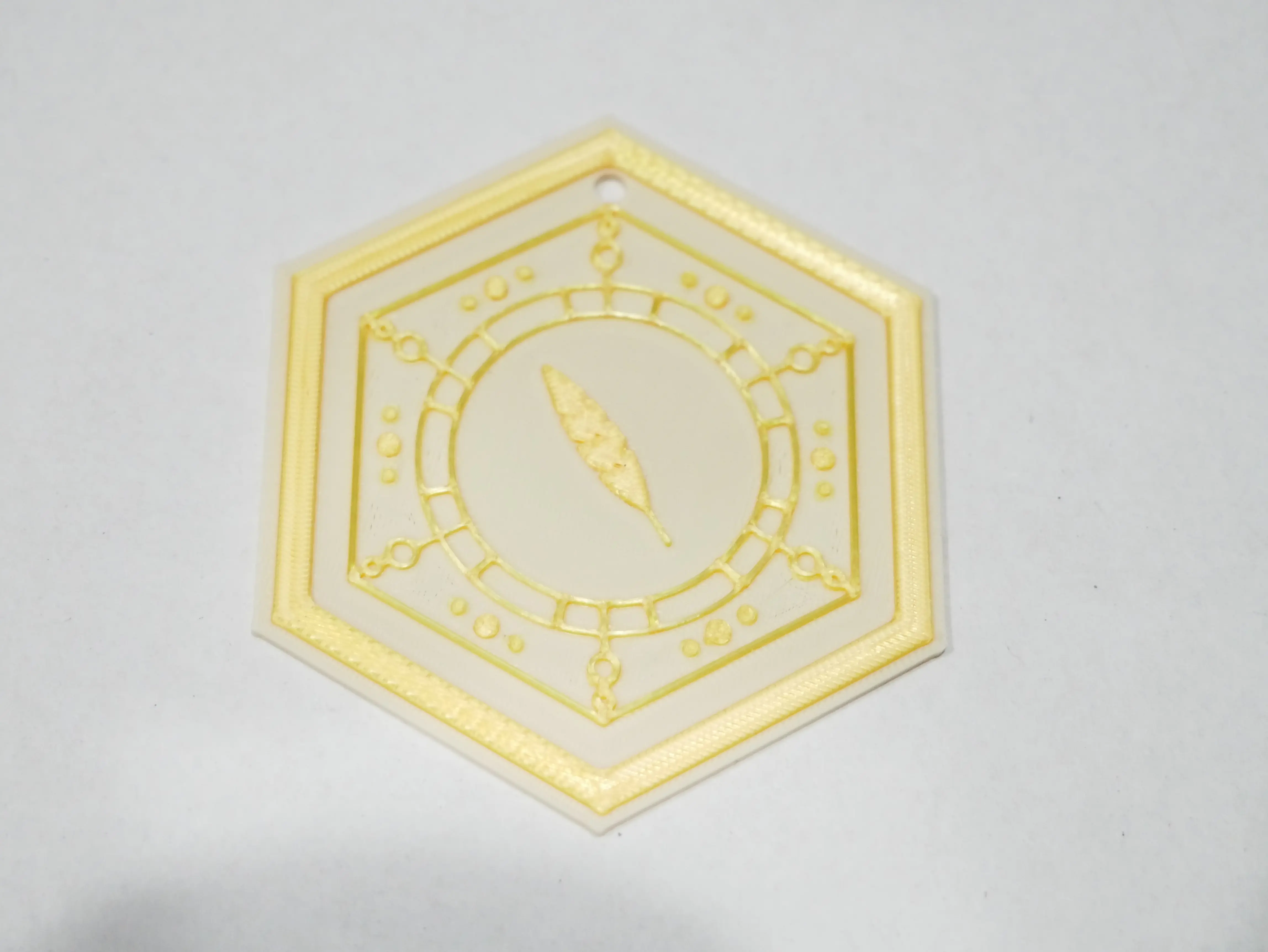 Sleep Token 3D Printed Bag Charm Keychain for Bags - Trendy Cute Costume Jewelry Accessory with Yellow Hexagonal Design, PLA Plastic Feather Detail, 3D Printed Keychains, Bag Charm Keychains