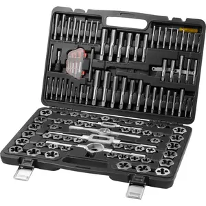 fathersdaygift VEVOR Tap and Die Set, 116-Piece Include Metric and SAE Size, Bearing Steel Taps and Dies, Essential Threading Tool for Cutting External Internal Threads, with Complete Accessories and Storage Case